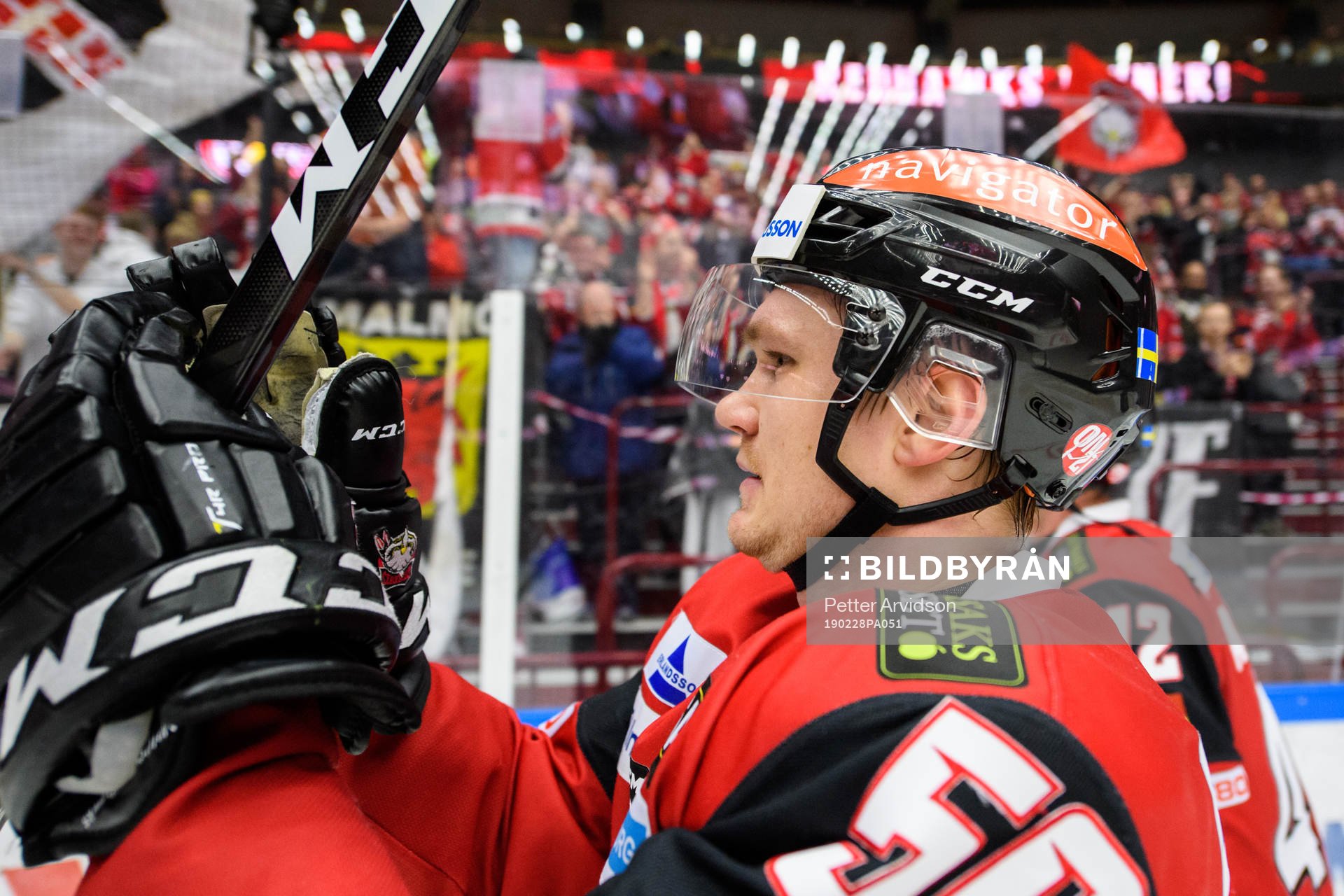 Malmö Redhawks Tobias Ekberg jublar