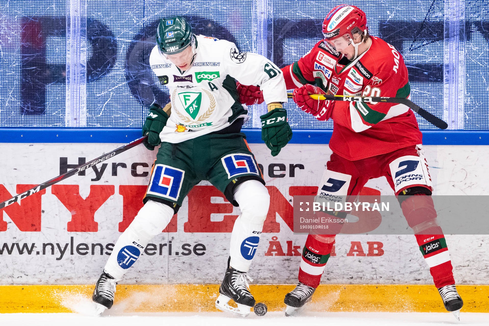Färjestads Johan Ryno och Moras Nils Carnbäck