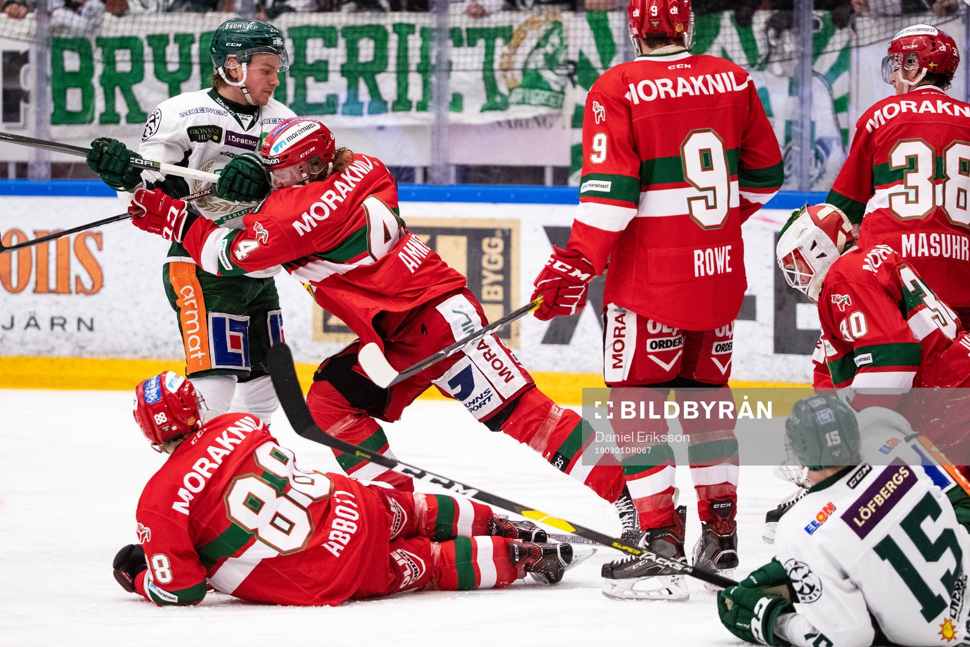 Moras Viktor Amnér och Färjestads Joakim Nygård och