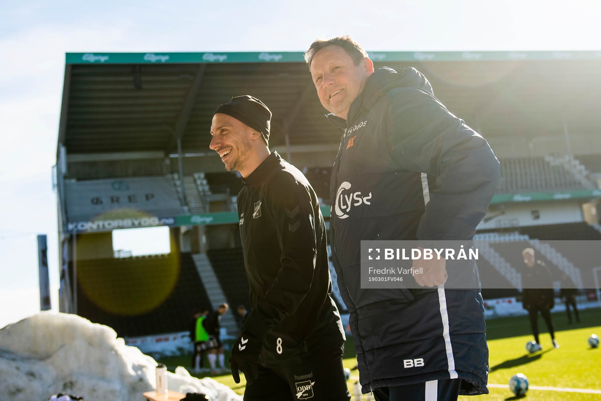 Jone Samuelsen of Odd and Bjarne Berntsen, head coach of