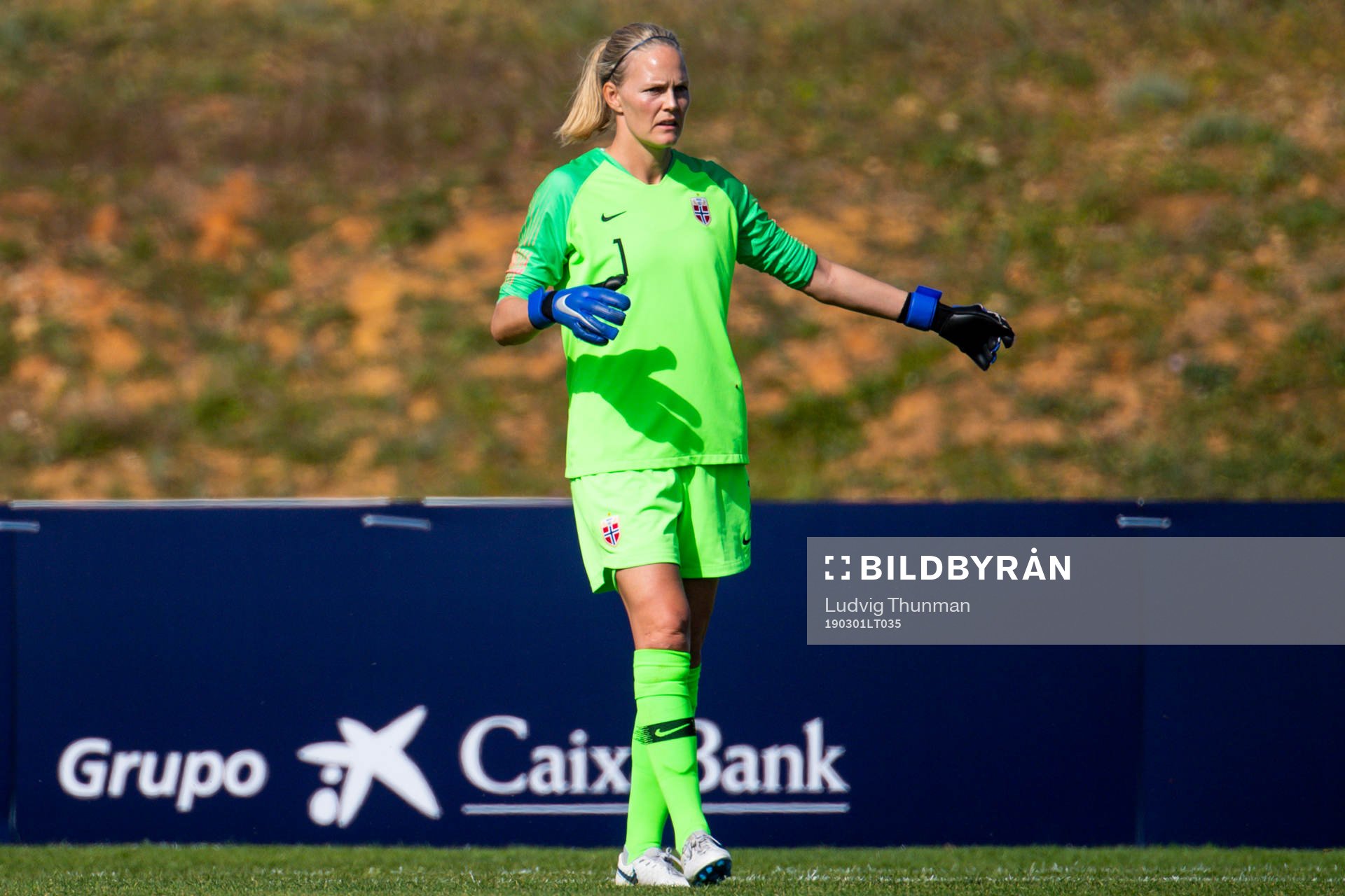 Goalkeeper Ingrid Hjelmseth of Norway and goalkeeper Wang