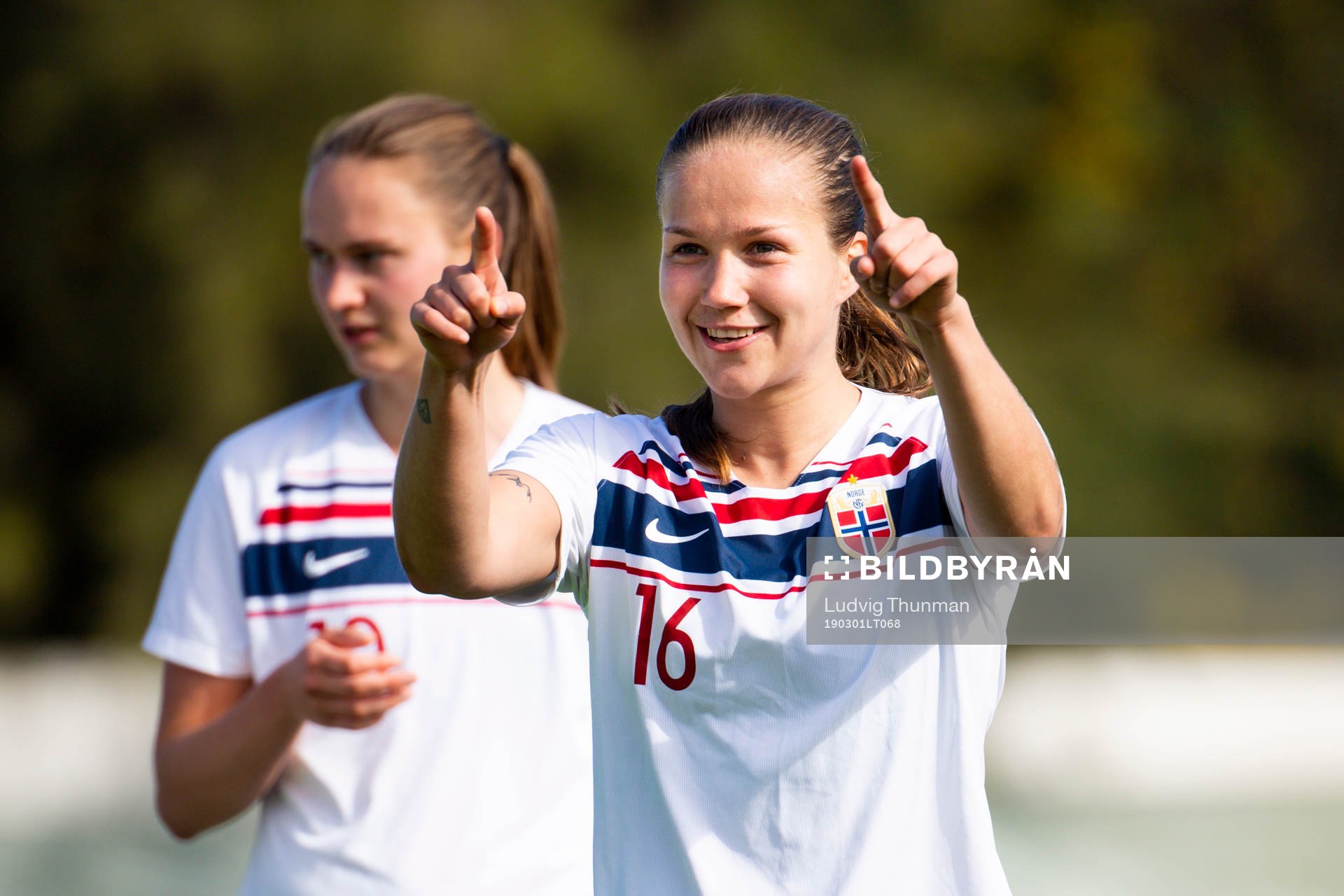 Guro Reiten of Norway celebrates after the Algarve Cup 2019 match between China and Norway on March 1, 2019 in Albufeira.