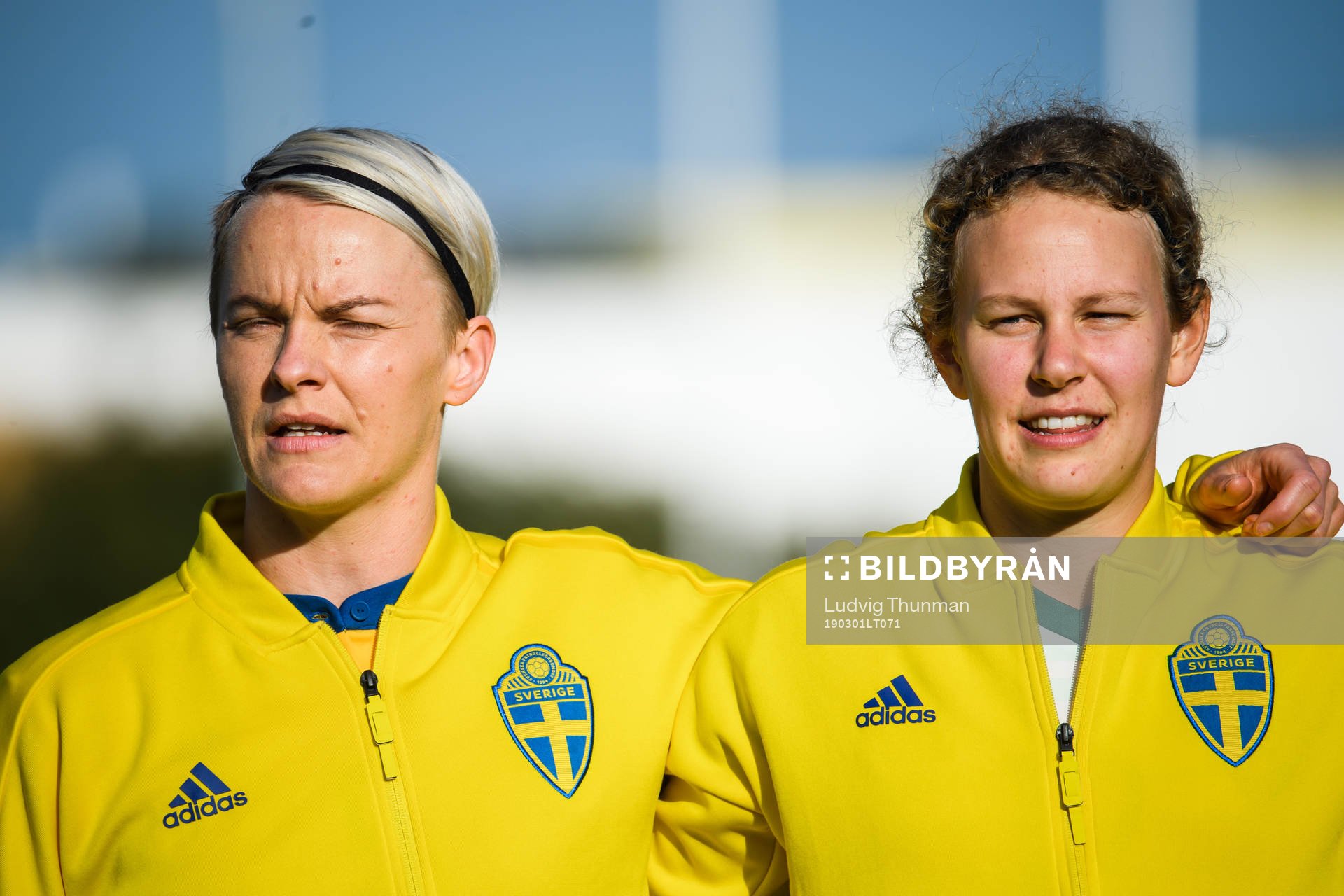 Nilla Fischer and goalkeeper Cajsa Andersson of Sweden