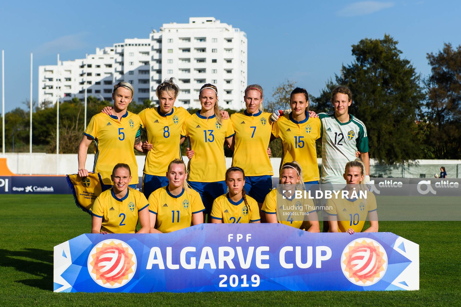 Players of Sweden poses for a team group photo