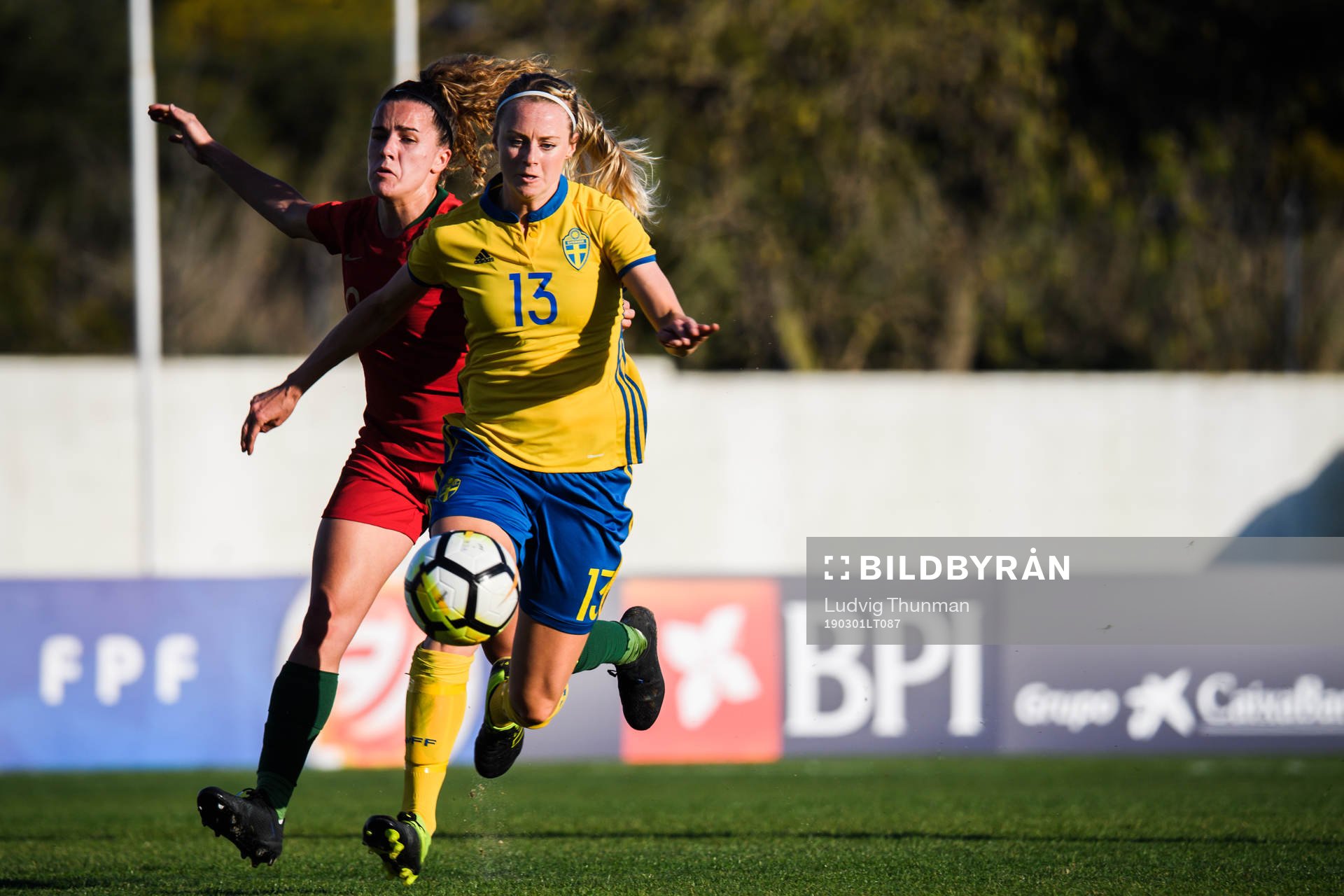 Amanda Ilestedt of Sweden and Ana Caoeta of Portugal