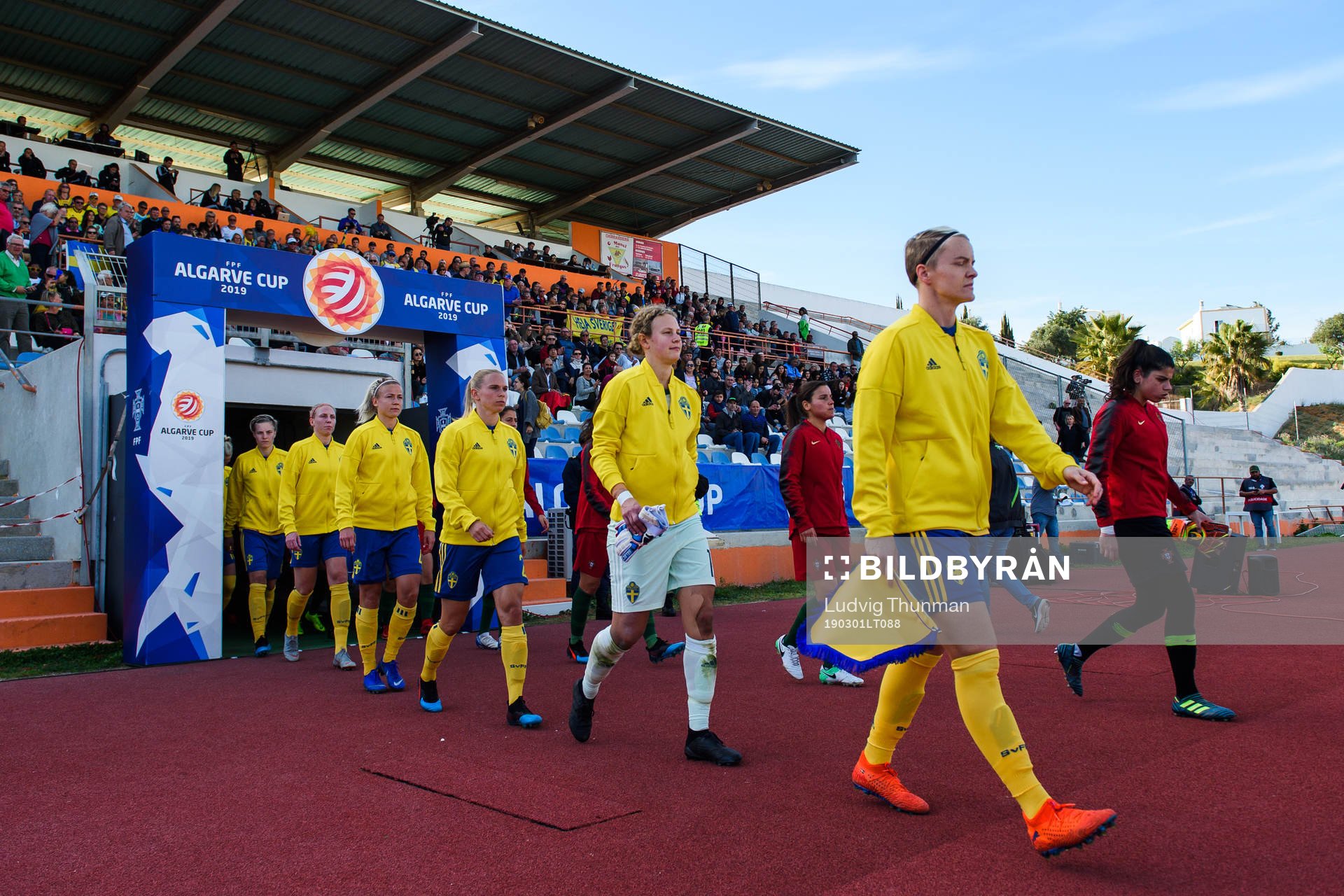 Nilla Fischer of Sweden enters the pitch