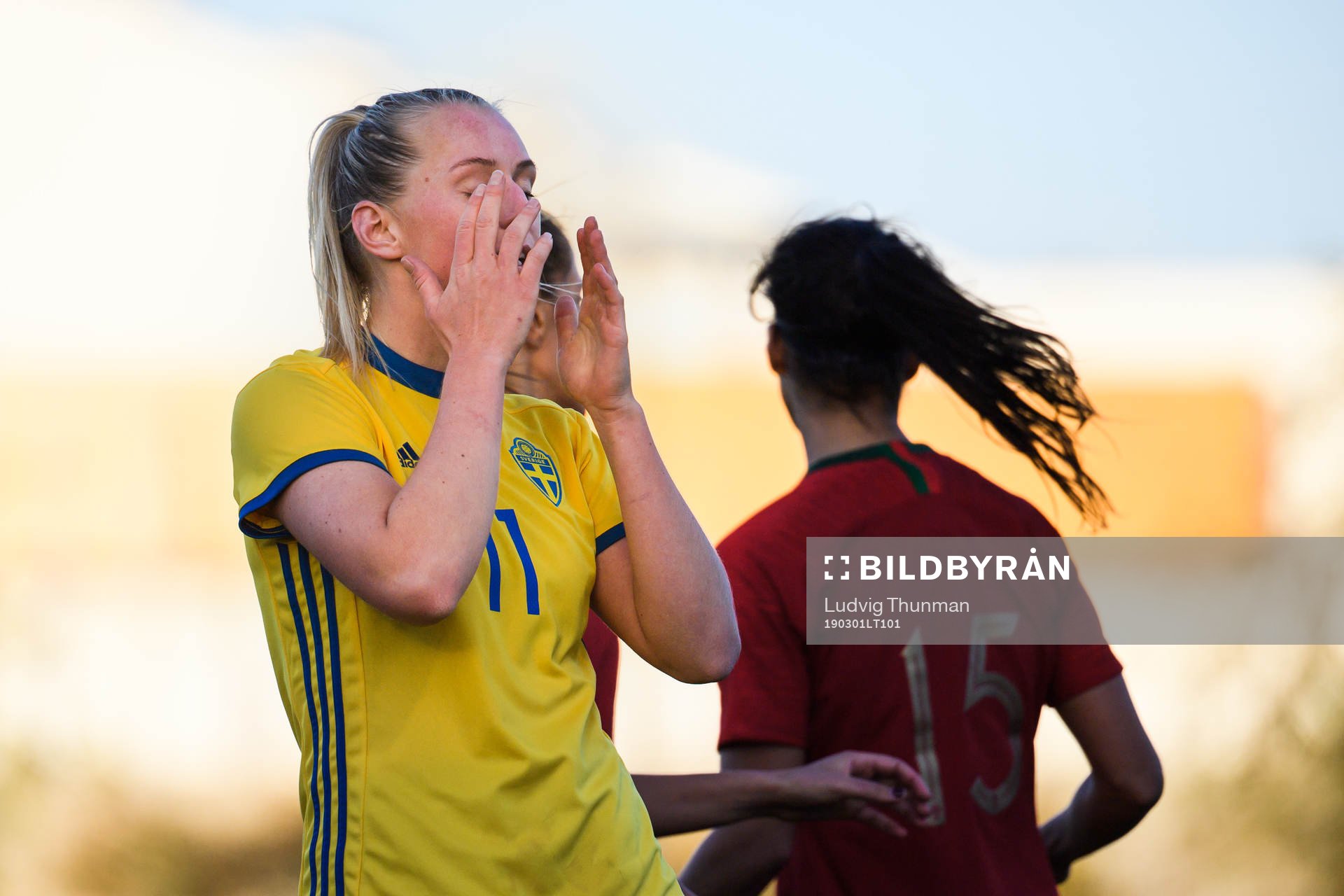 Stina Blackstenius of Sweden looks dejected