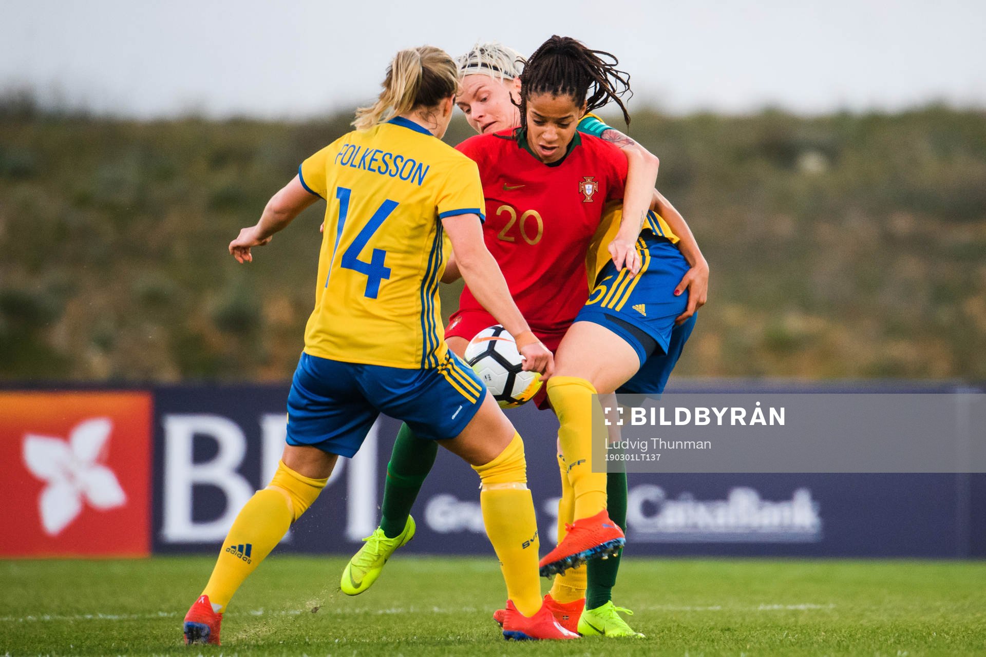 Jessica Silva of Portugal in a duel with Nilla Fischer and