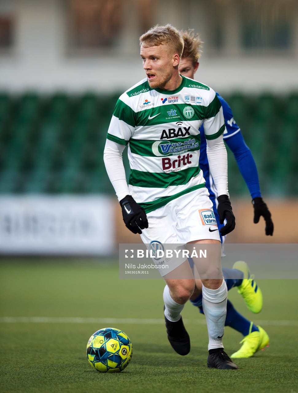 Västerås Simon Johansson under vänskapsmatchen mellan GIF Sundsvall och Västerås den 1 mars 2019 i Sundsvall.
