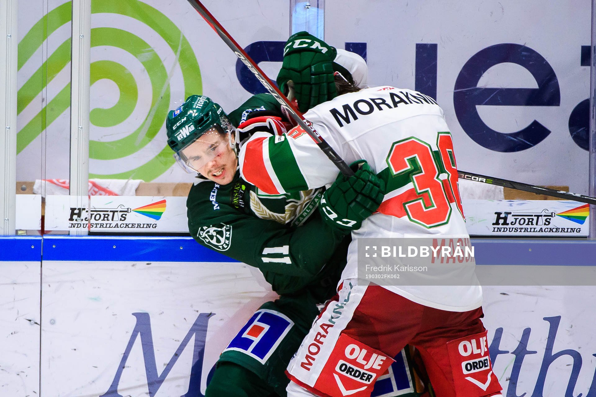 Färjestads Joakim Nygård och Moras Adam Massuhr