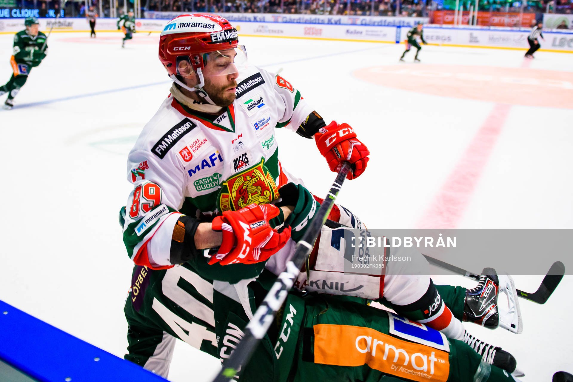 Moras Ryan Johnston och Färjestads Christopher Bengtsson