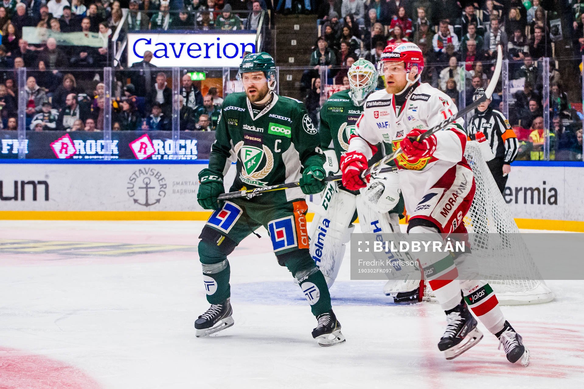 Färjestads Mikael Wikstrand och målvakt Adam Werner