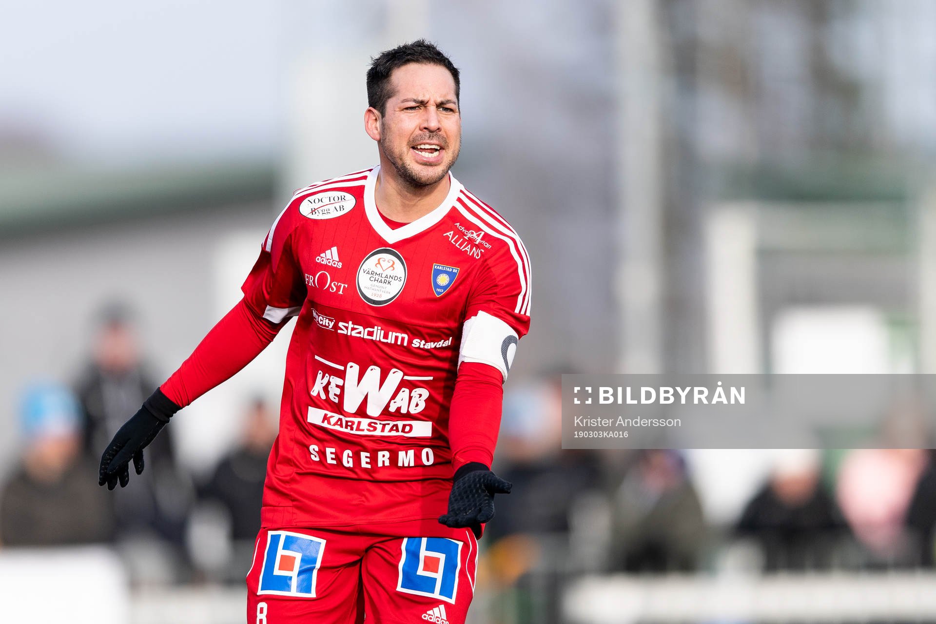 Karlstads Bastian Rojas Diaz under fotbollsmatchen i Svenska Cupen mellan Halmstad och Karlstad den 3 mars 2019 i Halmstad.