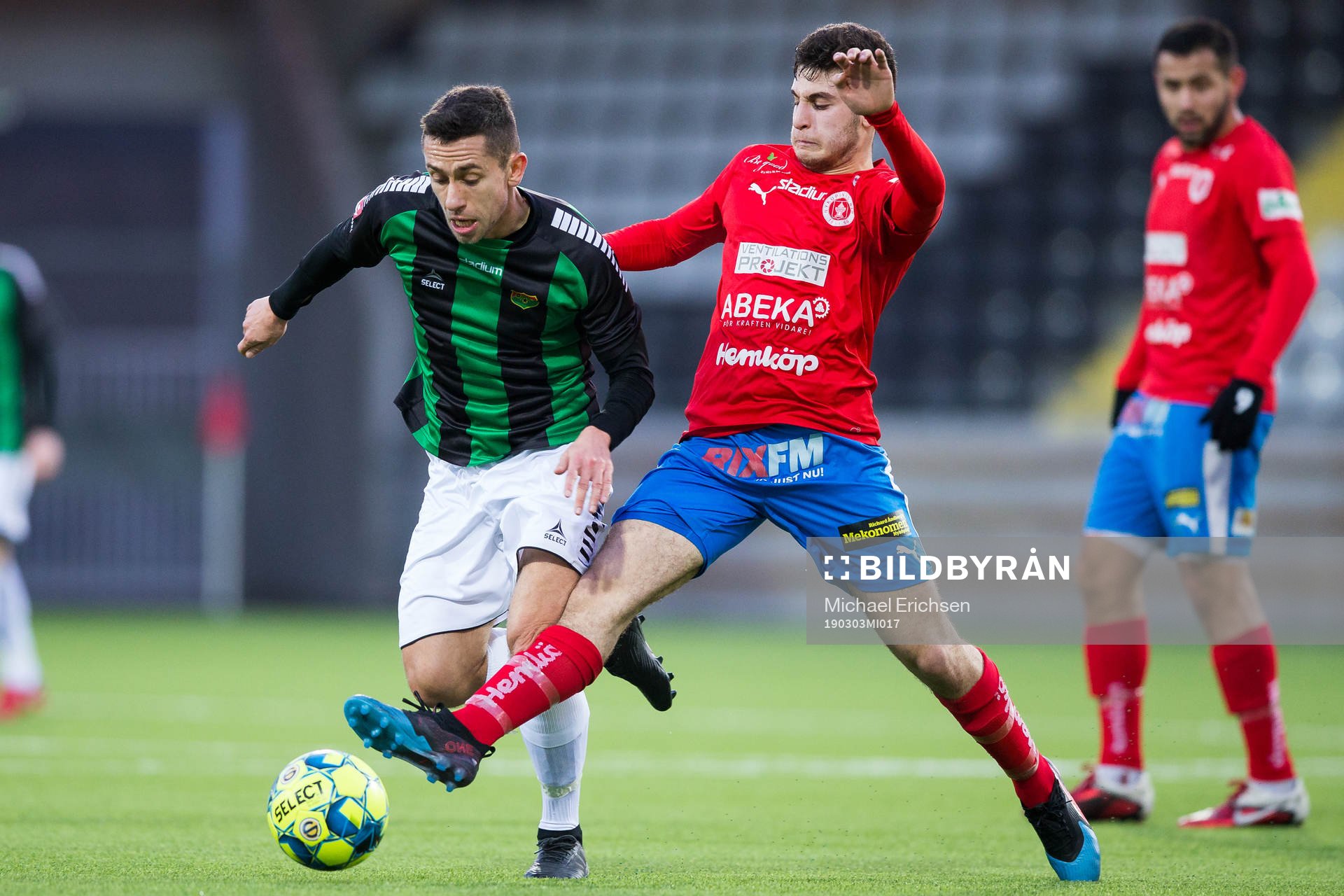 GAIS Predrag Randelovic och Nyköpings Alexander Alp under fotbollsmatchen i Svenska Cupen mellan GAIS och Nyköping den 3 mars 2019 i Göteborg.