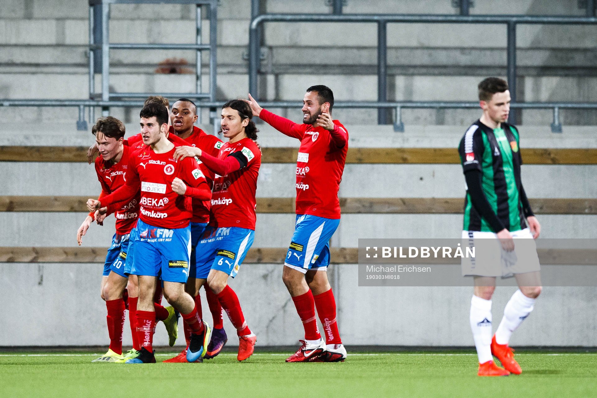 Nyköpings Alexander Alp jublar efter 3-1 under fotbollsmatchen i Svenska Cupen mellan GAIS och Nyköping den 3 mars 2019 i Göteborg. 