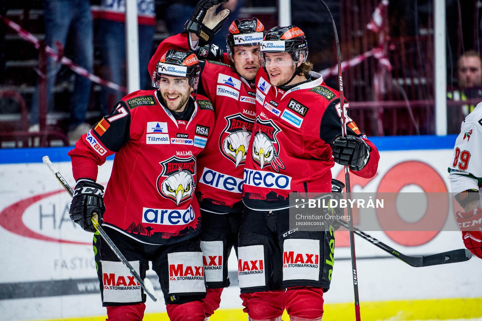 Malmö Redhawks Konstantin Komarek, Pontus Netterberg och