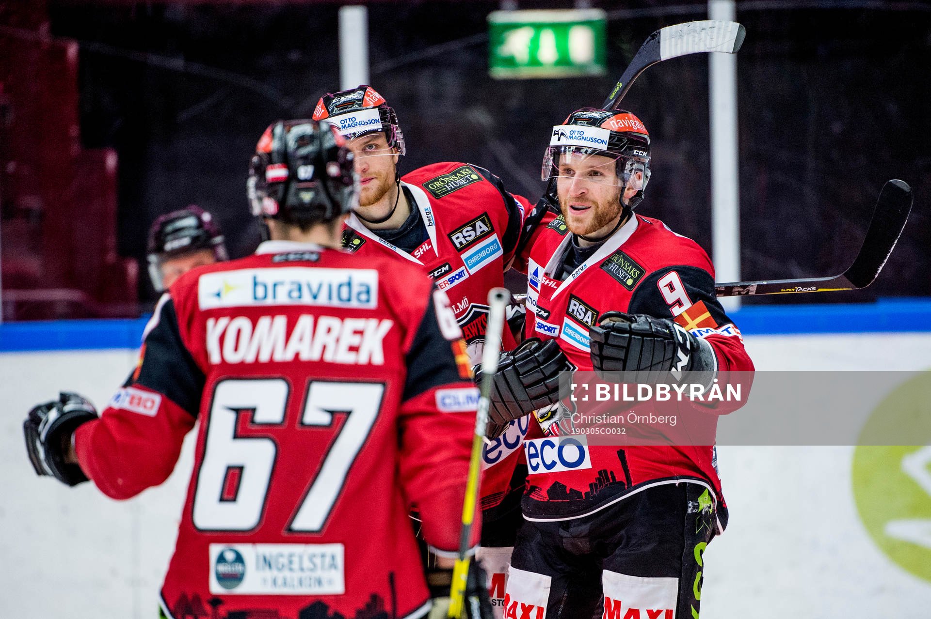 Malmö Redhawks Konstantin Komarek, Max Görtz och Frederik