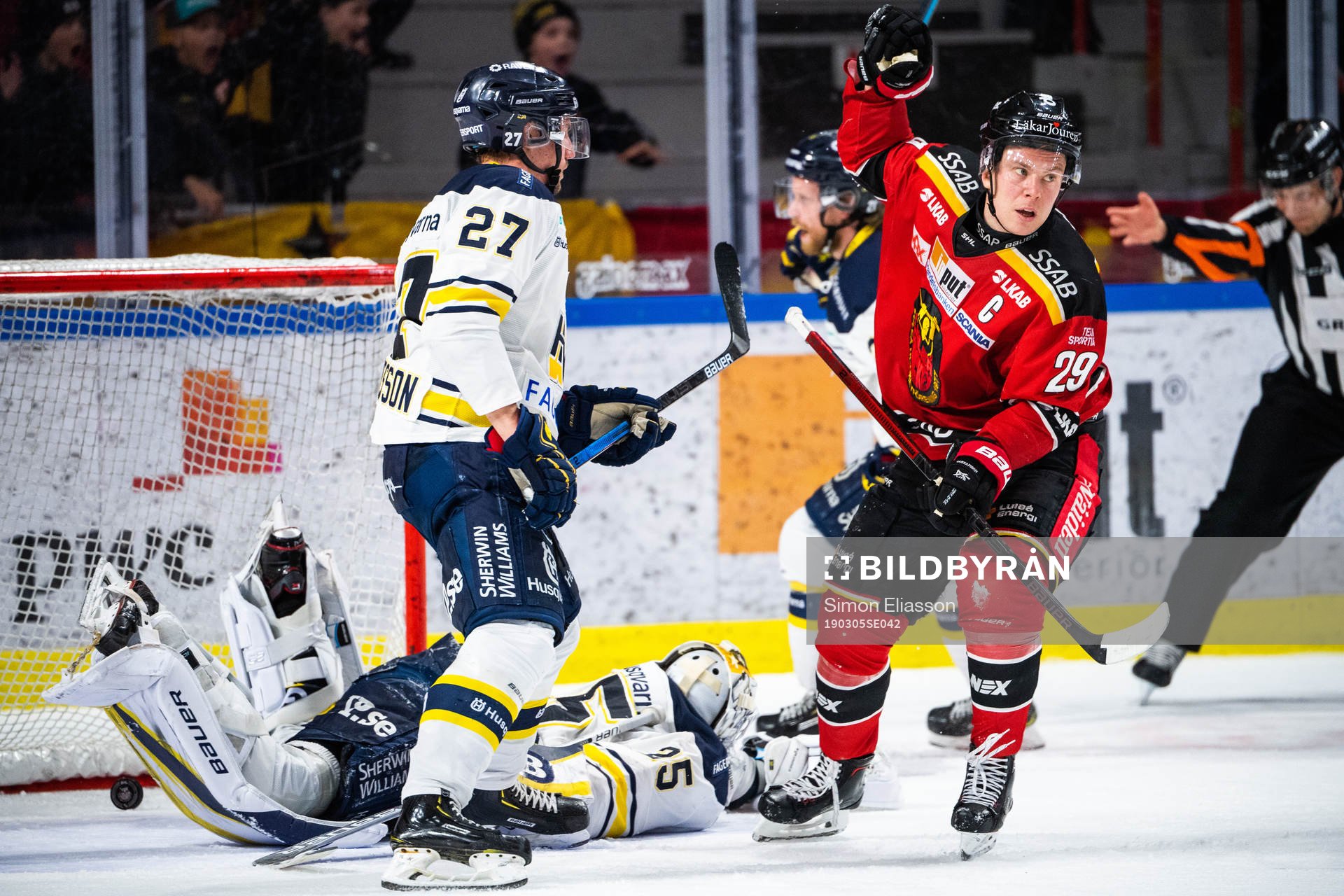 Luleås Erik Gustafsson jublar