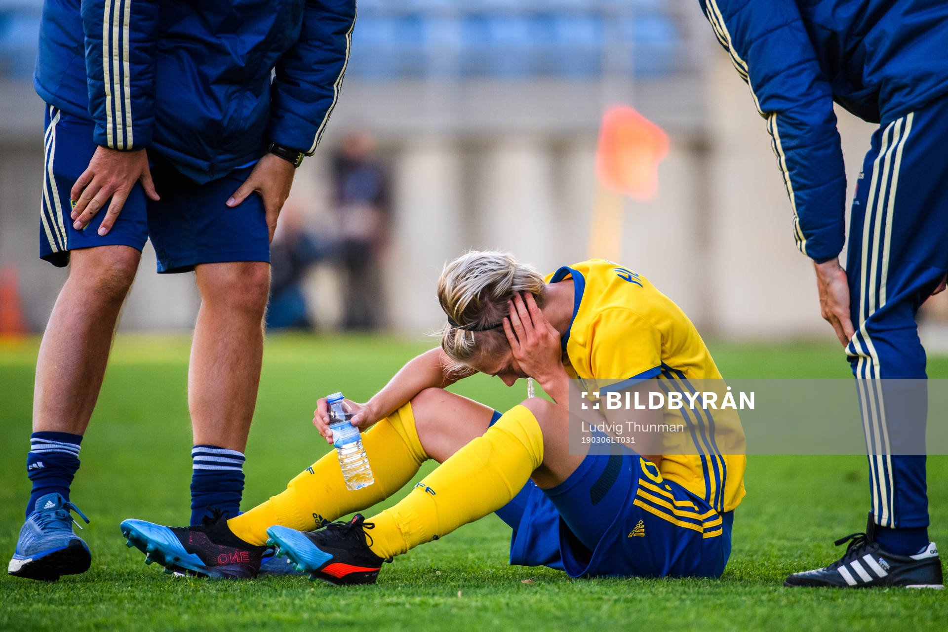 Lina Hurtig of Sweden in pain