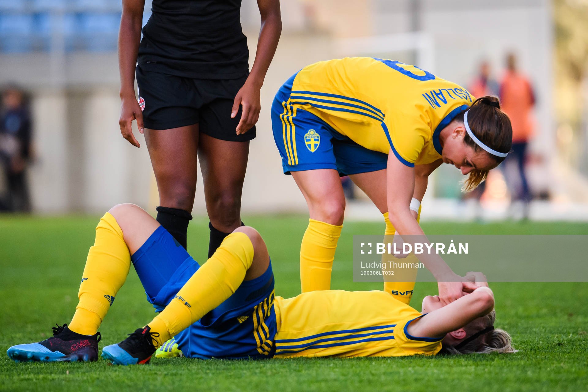 Lina Hurtig of Sweden in pain