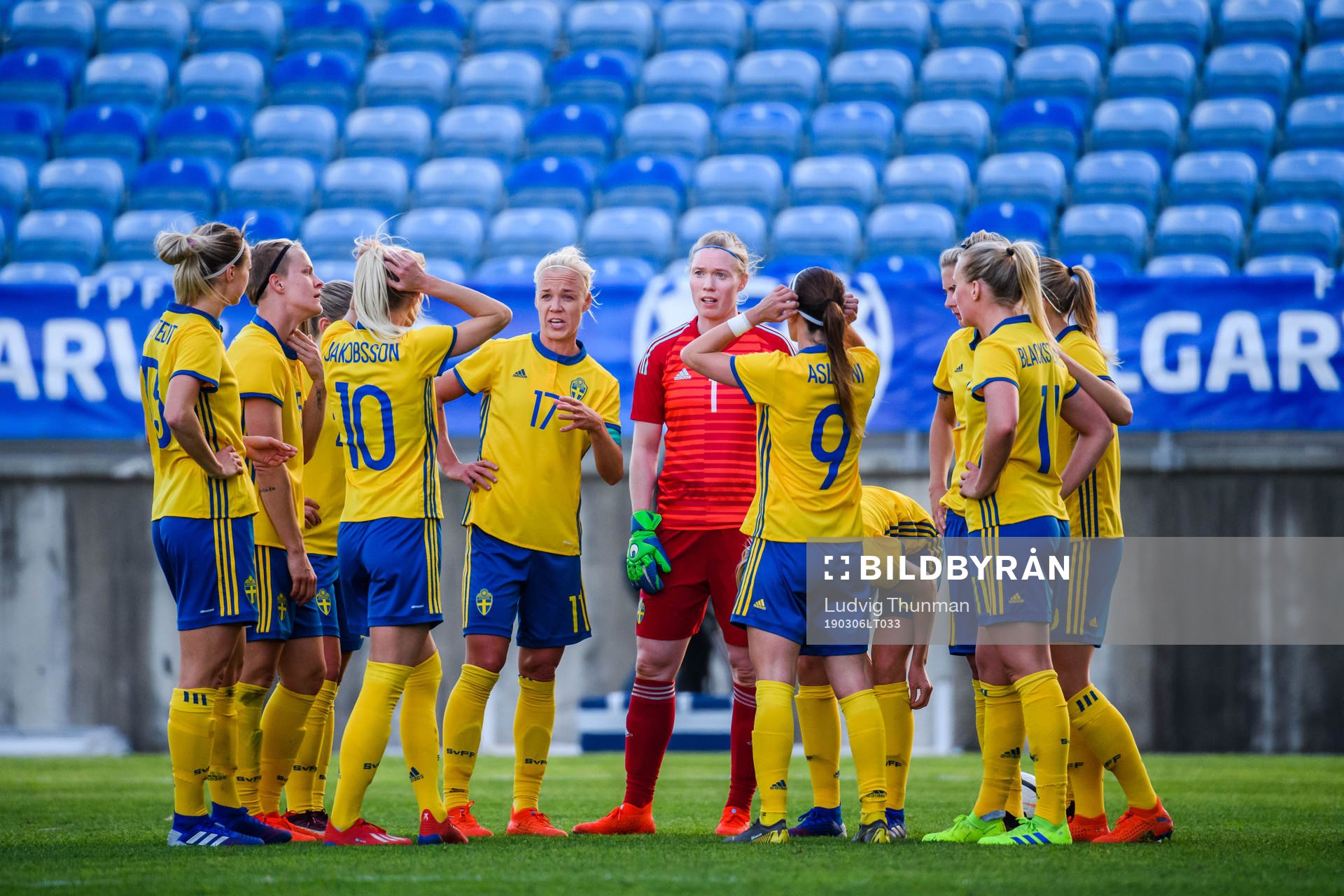 Caroline Seger and goalkeeper Hedvig Lindahl of Sweden