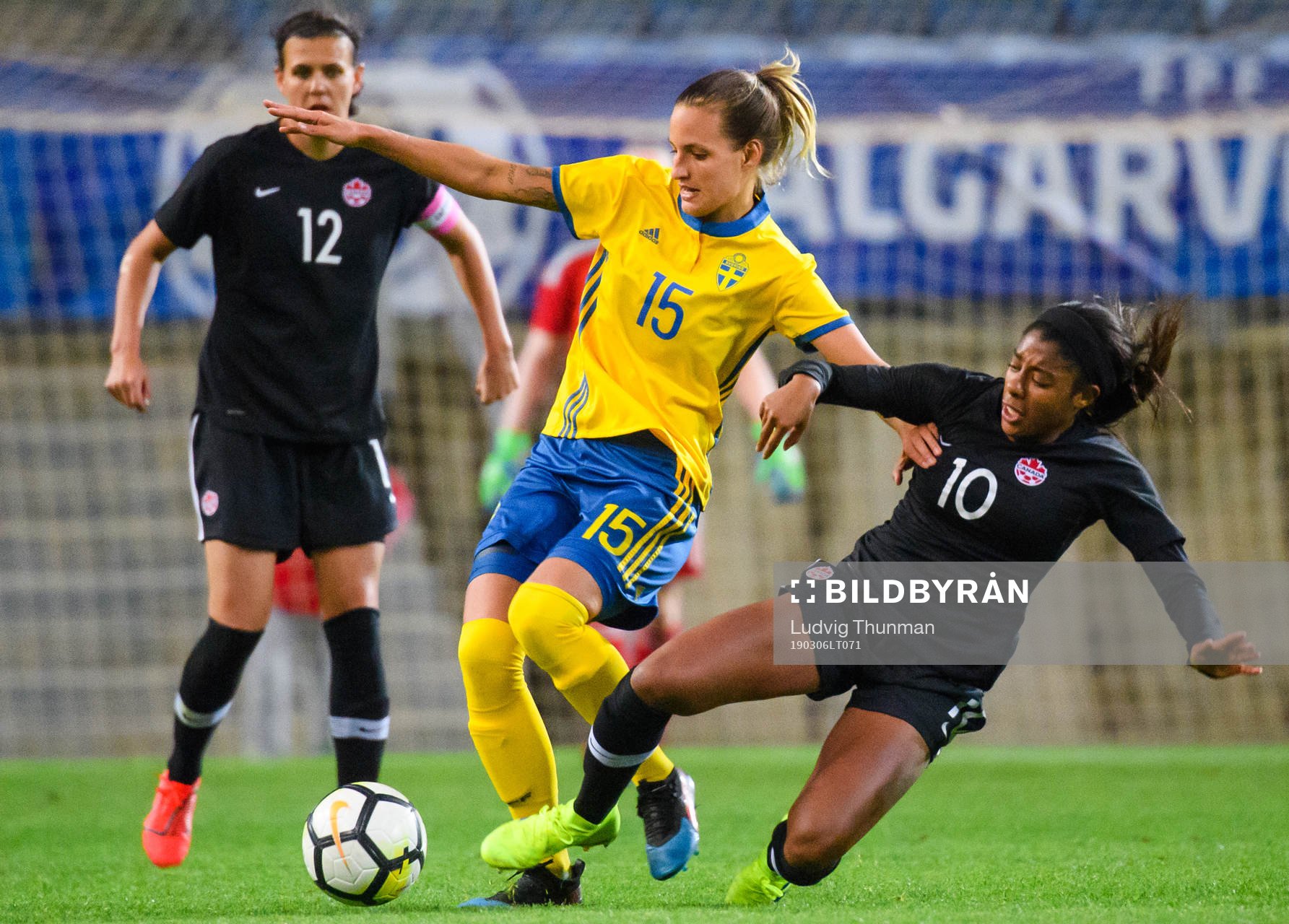 Nathalie Björn of Sweden against Christine Sinclair and