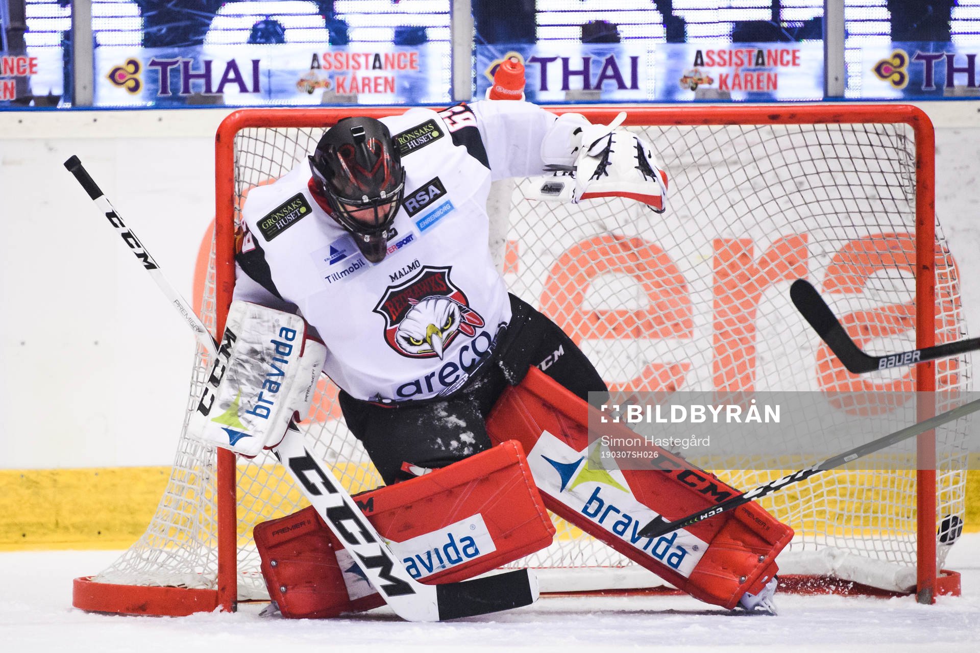 Malmö Redhawks målvakt Oscar Alsenfelt vid Brynäs 1-0