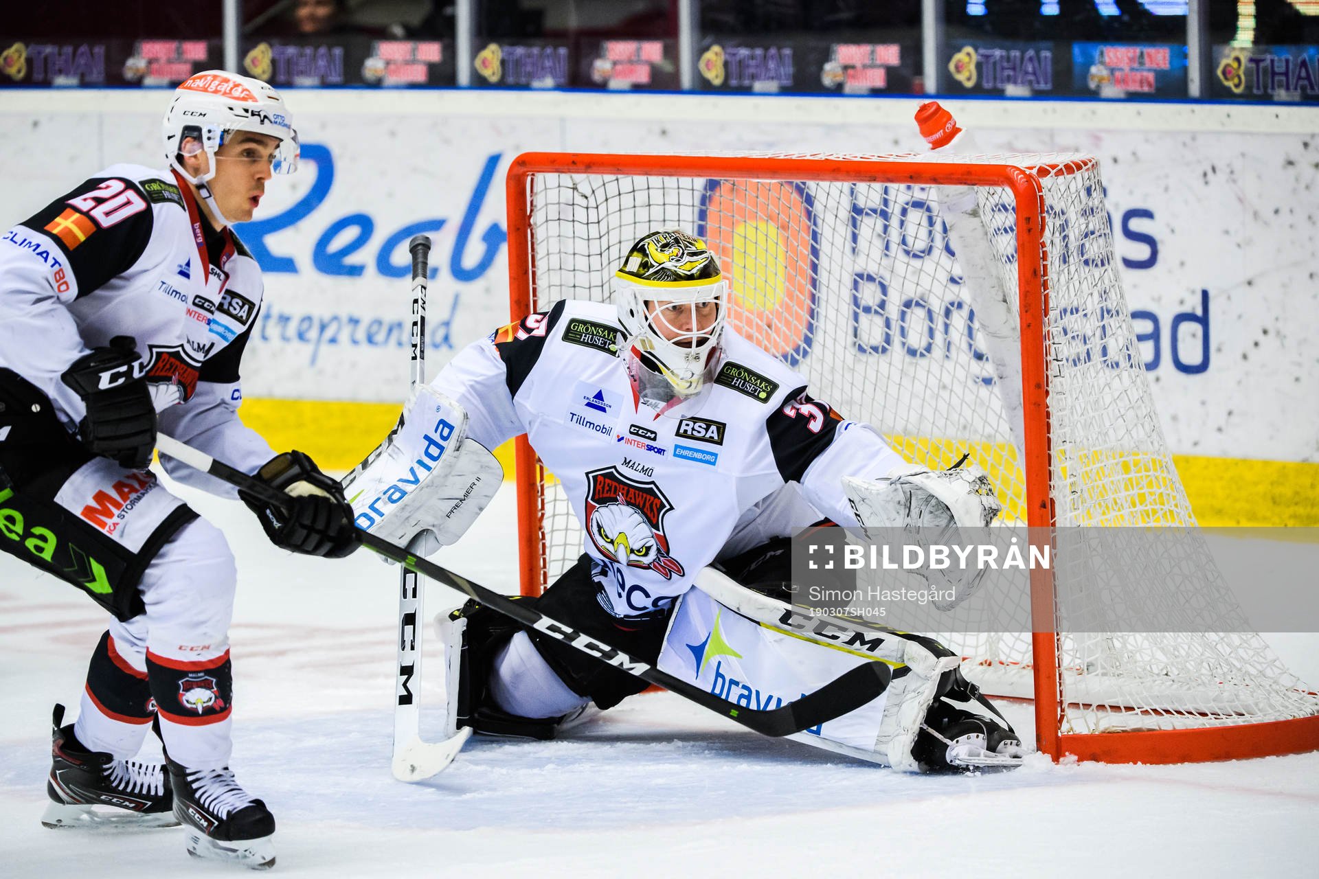 Malmö Redhawks Henrik Hetta och målvakt Lars Volden