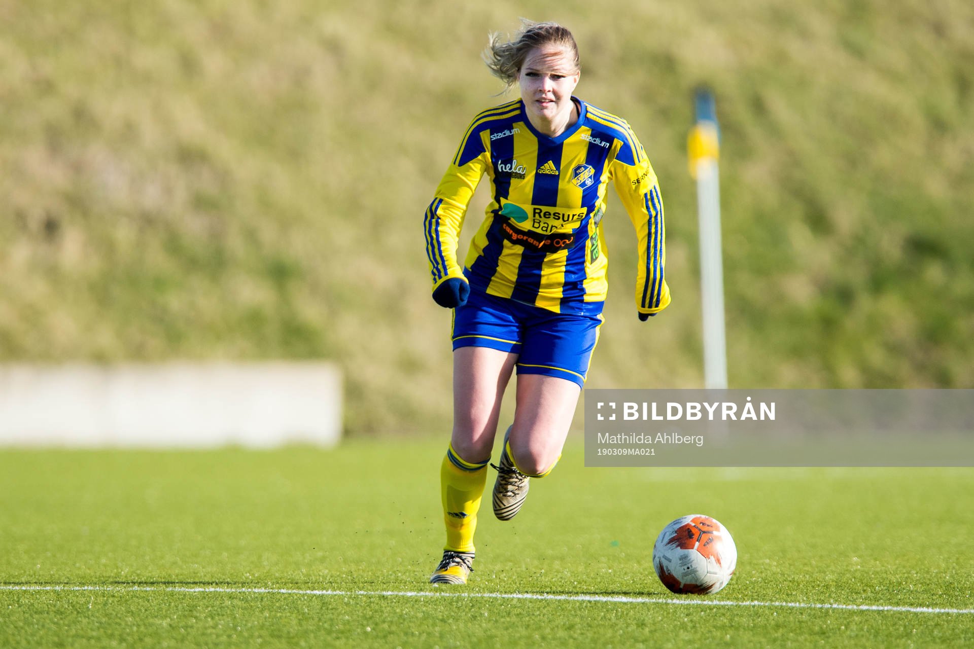 Eskilsminnes Josefine Norberg under träningsmatchen i fotboll mellan Eskilsminne och Trelleborg den 9 mars 2019 i Helsingborg.