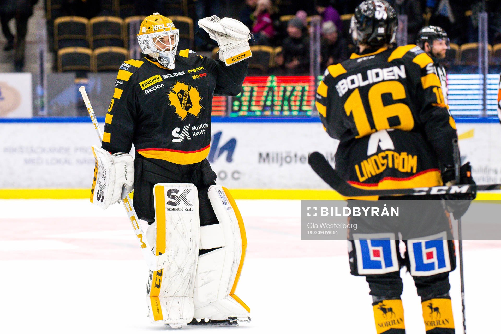 Skellefteås målvakt Mantas Armalis och Linus Lindström