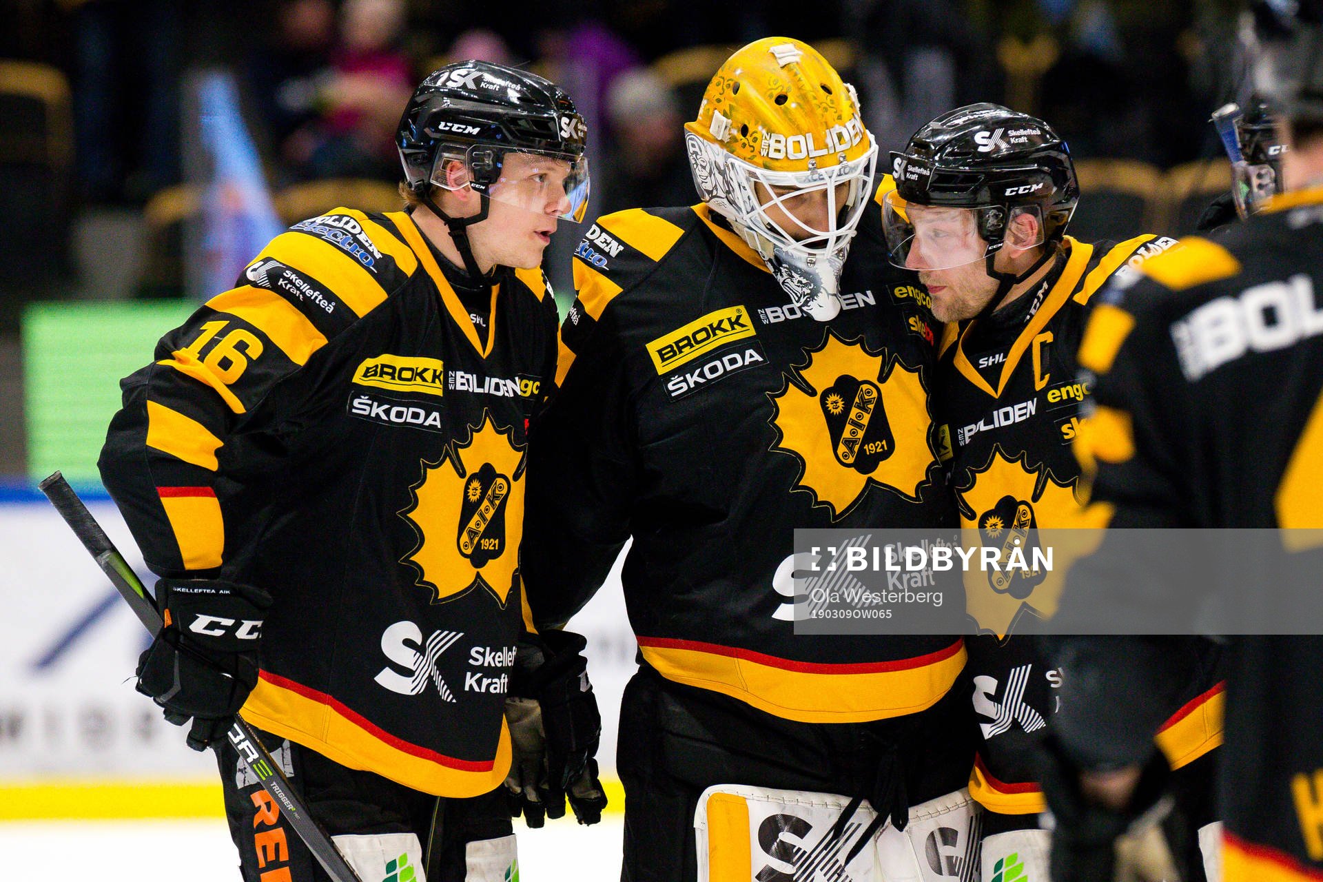 Skellefteås Linus Lindström, målvakt Mantas Armalis och