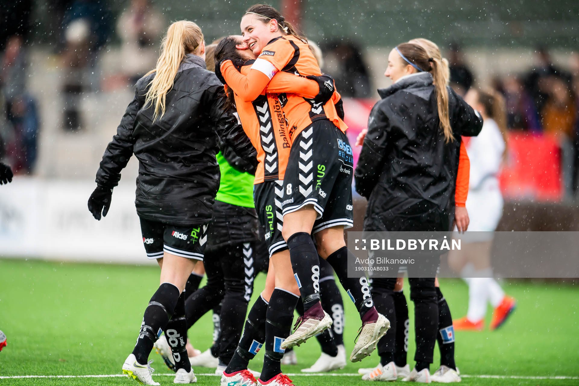 Kristianstads Alice Nilsson jublar efter slutsignalen under fotbollsmatchen i Svenska Cupen mellan Rosengård och Kristianstad den 10 mars 2019 i Malmö.