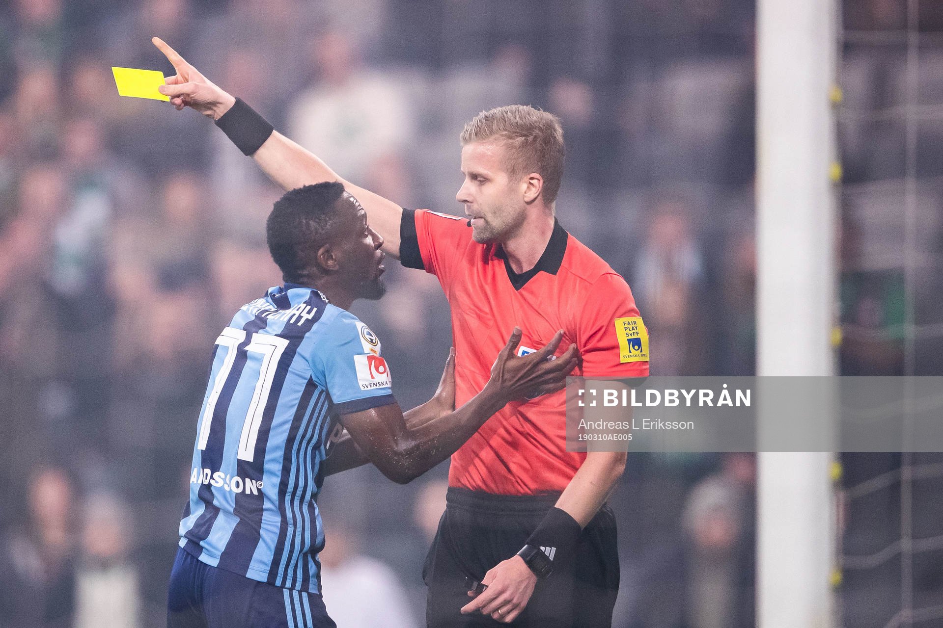 Djurgårdens Mohamed Buya Turay reagerar