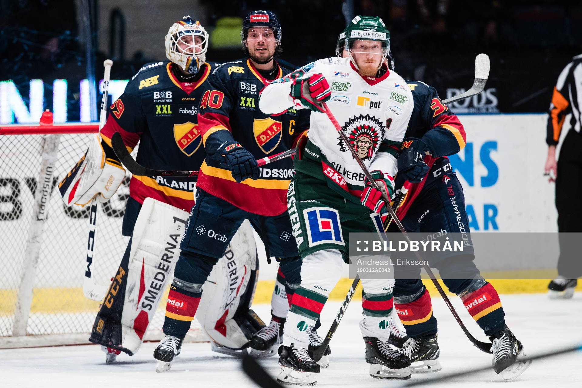 Djurgårdens målvakt Adam Reideborn, Jacob Josefson och