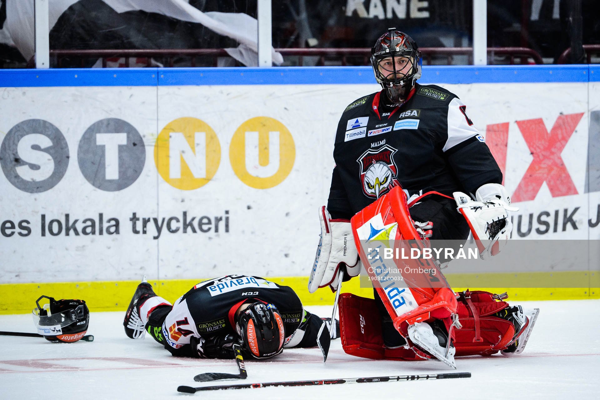 Malmö Redhawks Carl-Johan Lerby och målvakt Oscar