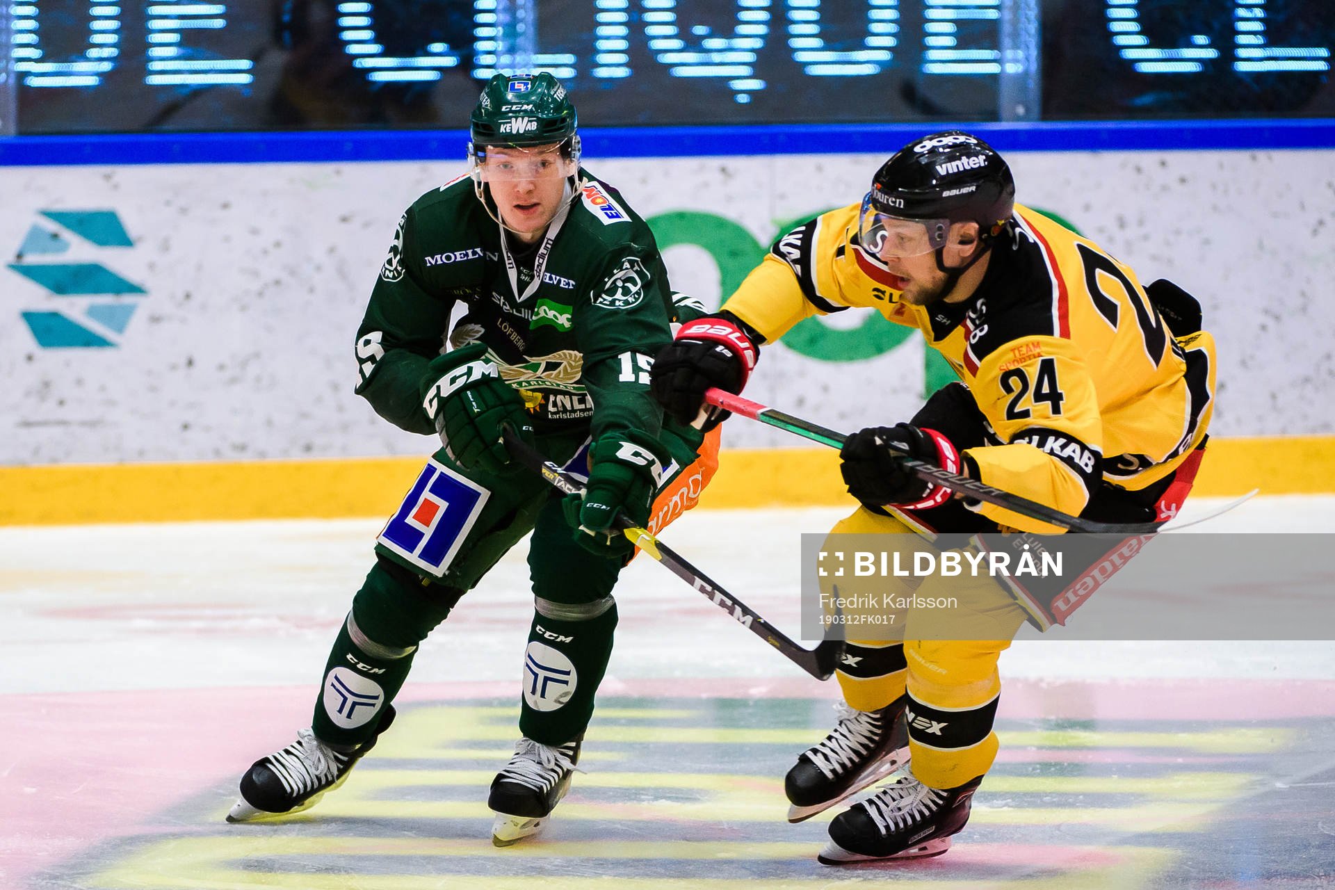 Färjestads Gustav Rydahl och Luleås Johan Harju