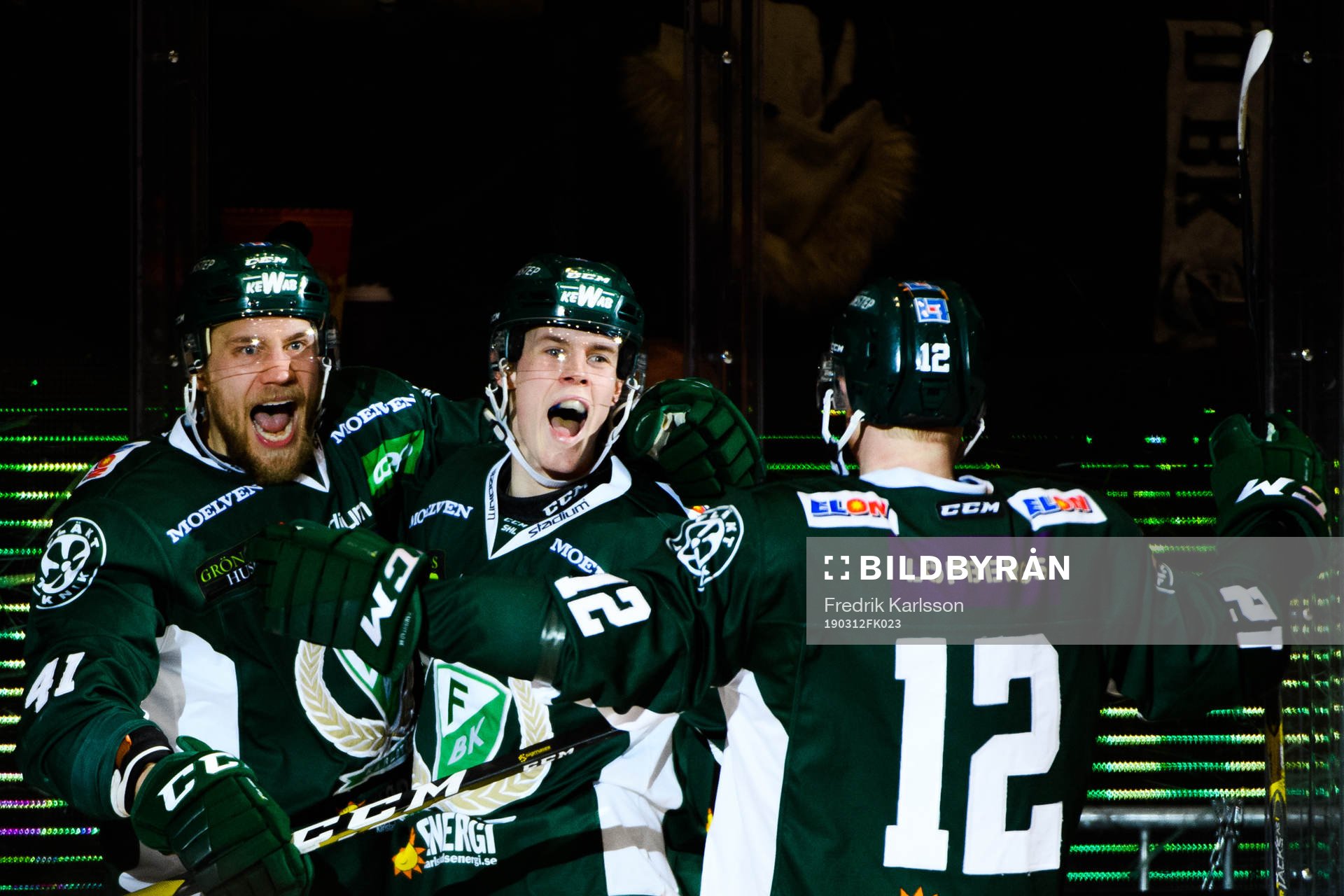 Färjestads Ilari Melart, Carl Jakobsson och Alexander