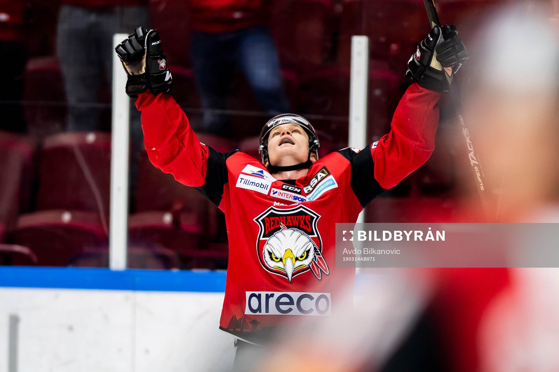 Malmö Redhawks Tobias Ekberg jublar