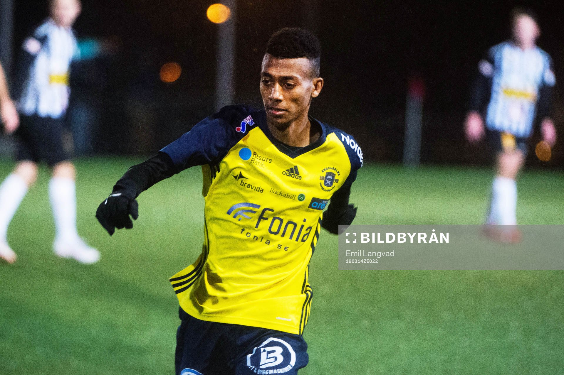 Ängelholms Josef Getachew under en träningsmatch i fotboll mellan Landskrona och Ängelholms FF den 14 mars 2019 i Landskrona.