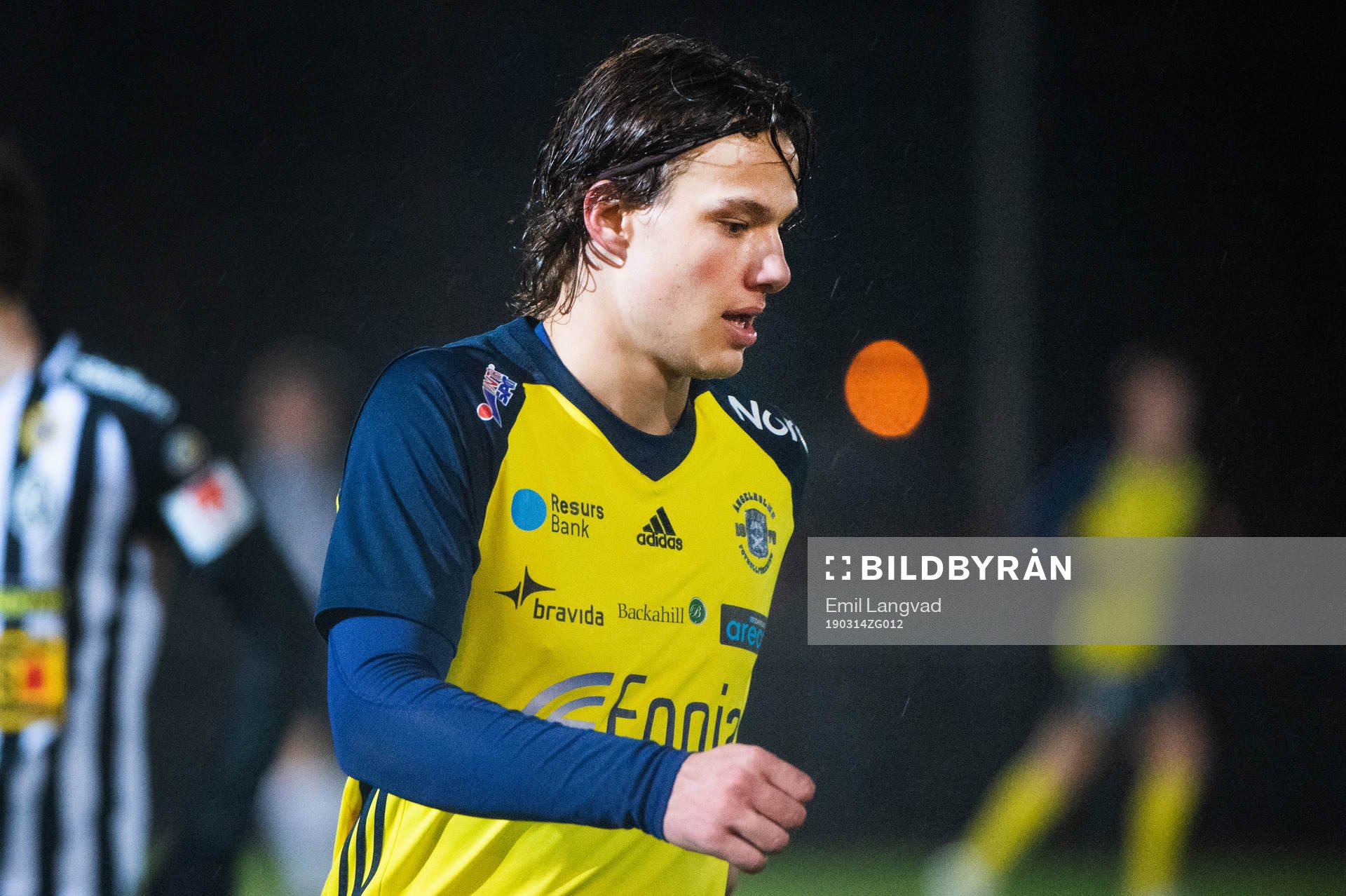 Ängelholms Asad Al Hamlawi under en träningsmatch i fotboll mellan Landskrona och Ängelholms FF den 14 mars 2019 i Landskrona.