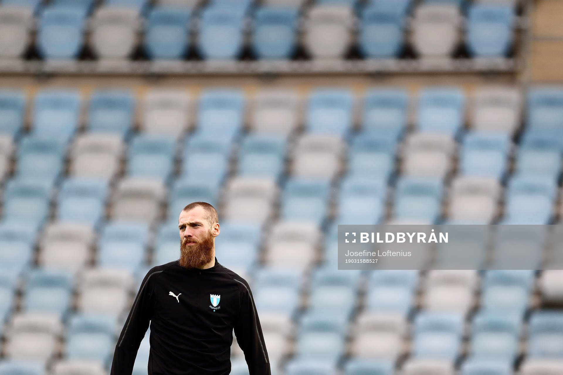 Malmö FFs Jo Inge Berget innan träningsmatchen i fotboll