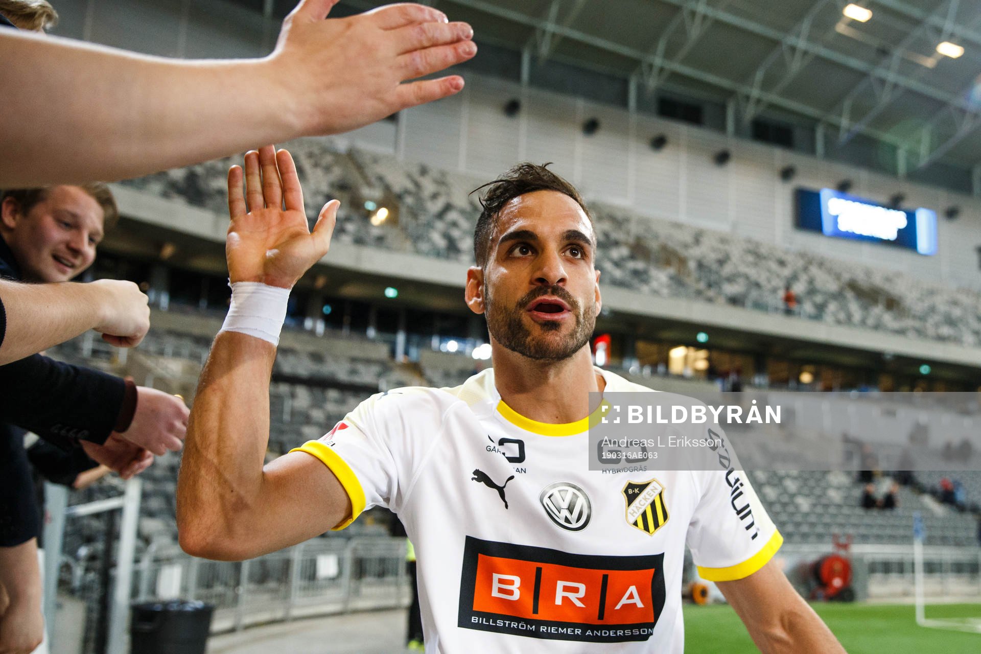 Häckens Mervan Celik jublar efter semifinalen i Svenska Cupen mellan Djurgården och Häcken den 16 mars 2019 i Stockholm.