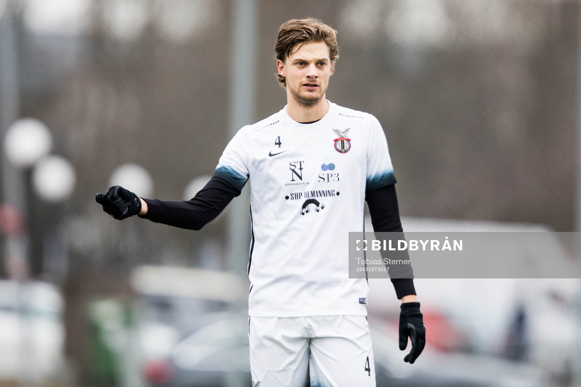 FC Stockholm Internatzionales Linus Karlsson under träningsmatchen i fotboll mellan Gamla Upsala och FC Stockholm Internazionale den 16 mars 2019 i Uppsala.