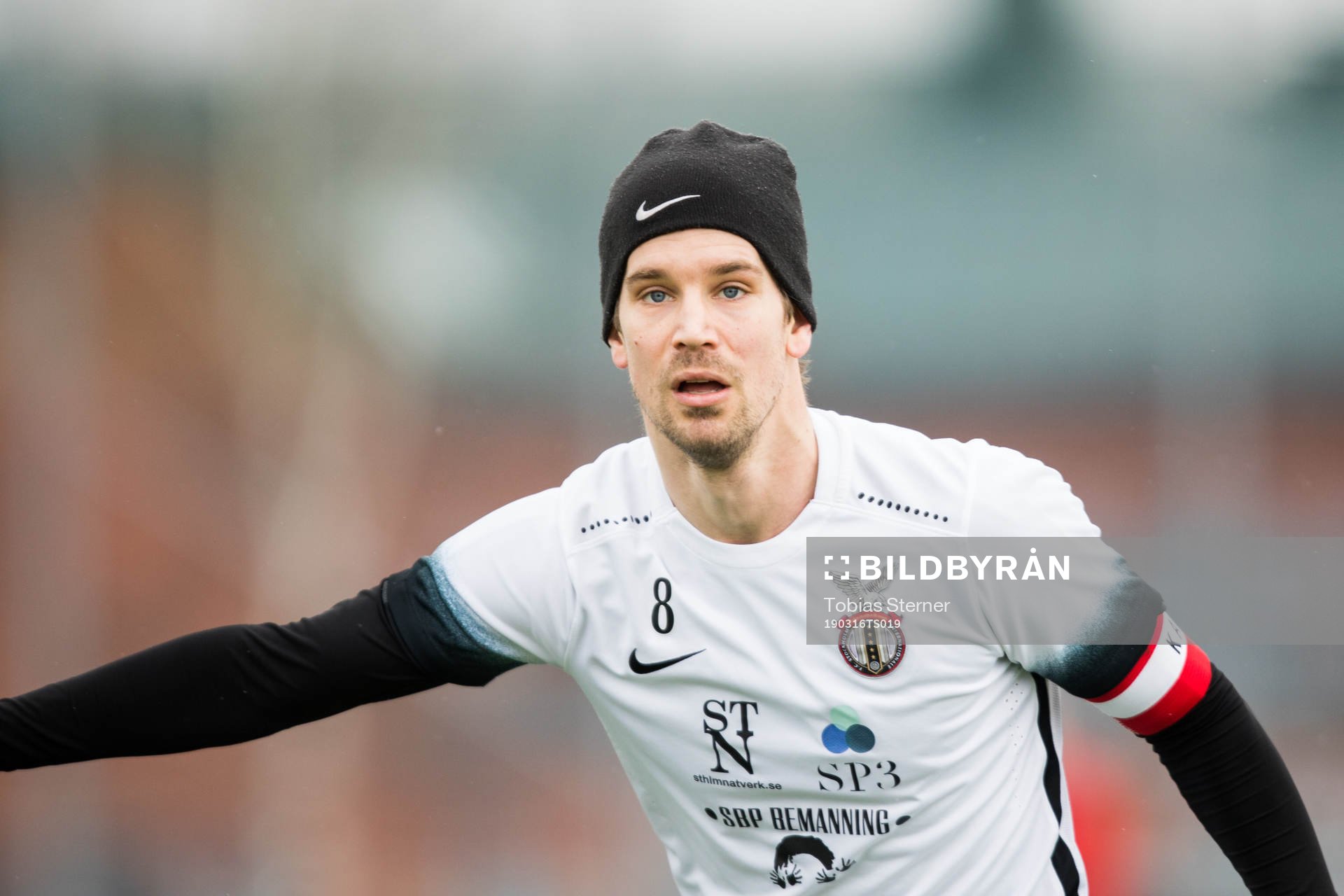 FC Stockholm Internatzionales Filip Lindmark under träningsmatchen i fotboll mellan Gamla Upsala och FC Stockholm Internazionale den 16 mars 2019 i Uppsala.