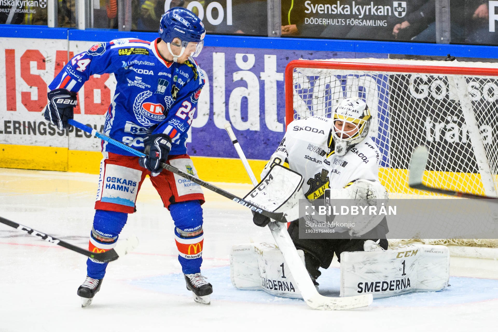 s målvakt Johannes Jönsson och Oskarshamns Joakim Hillding