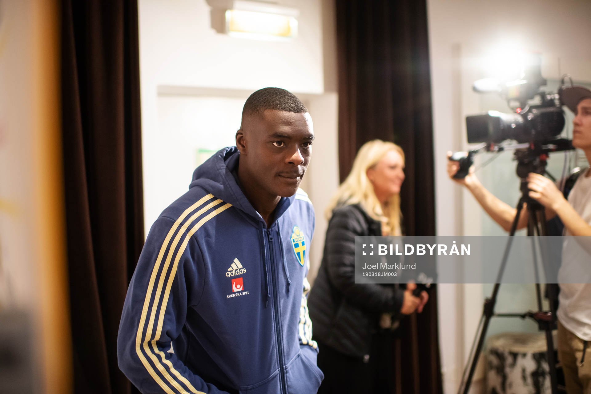 Ken Sema of the Swedish national football team at a press event on March 18, 2019 in Stockholm.