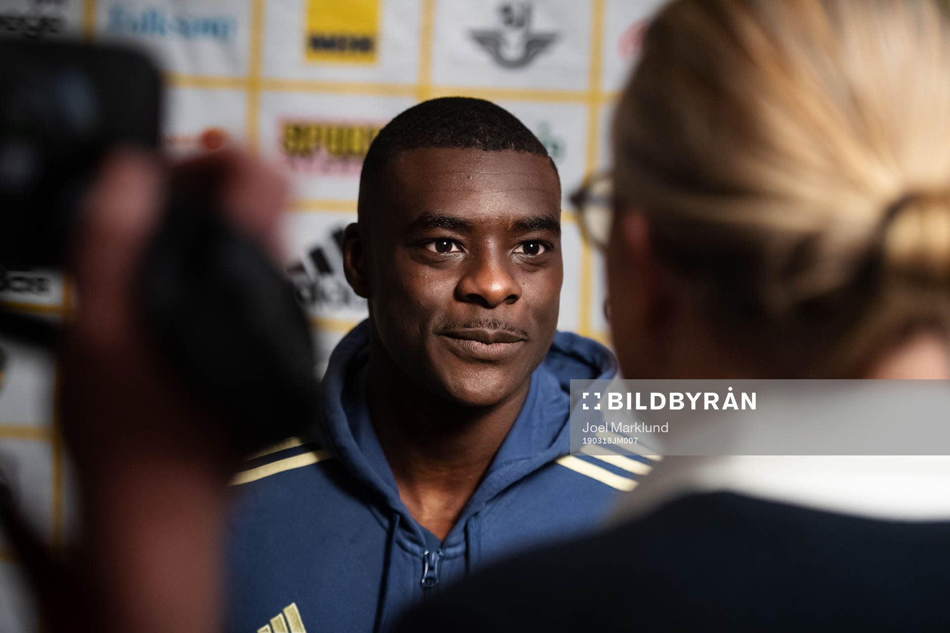 Ken Sema of the Swedish national football team at a press event on March 18, 2019 in Stockholm.