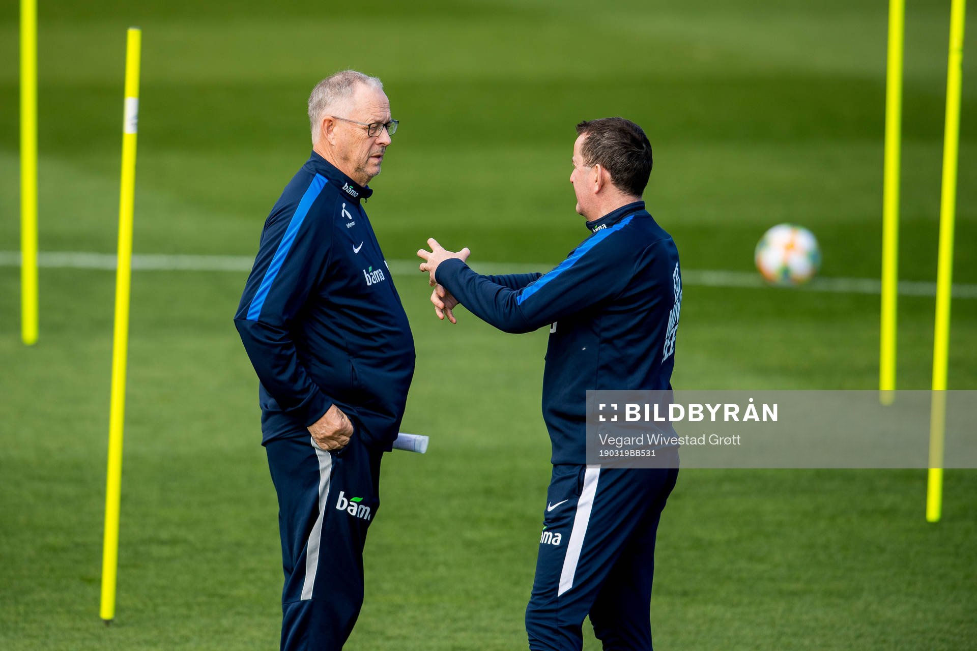 Lars Lagerbäck, head coach of Norway, and Per Joar Hansen,