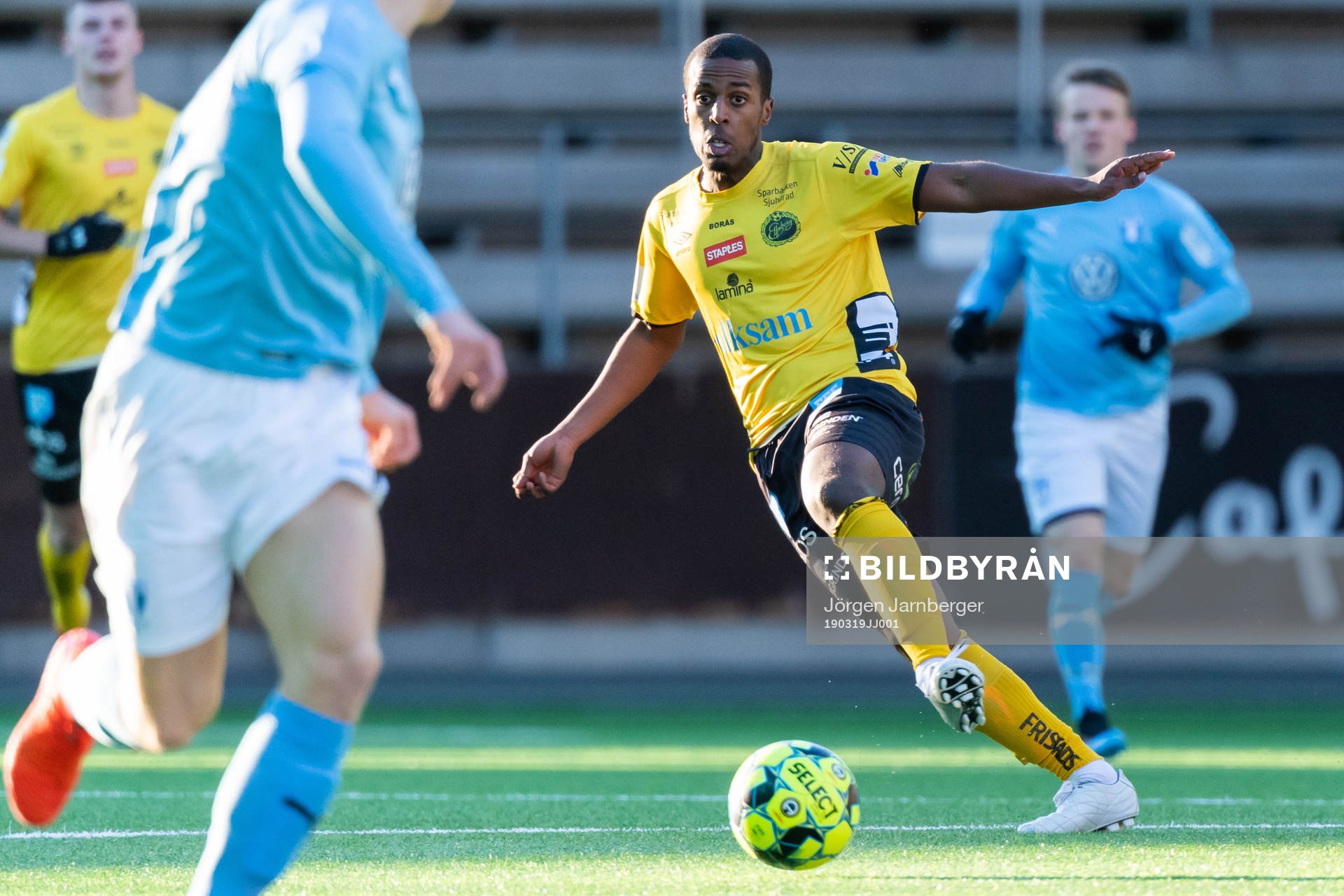 Elfsborgs Nattnael Zerai under fotbollsmatchen i U21 Allsvenskan mellan Elfsborg - Malmö FF den 19 mars 2019 i Borås.
