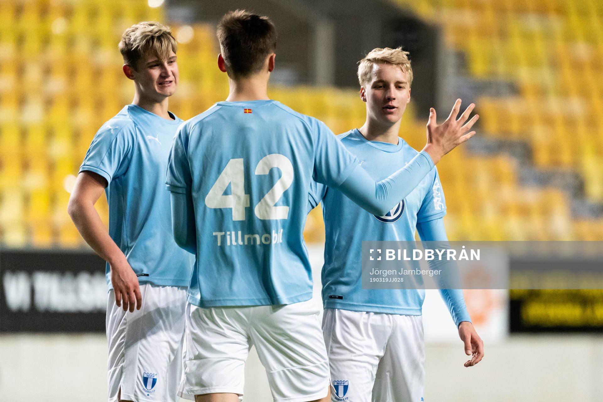 Malmö FF´s Noel Hansson, Noah Eile och Victor Larsson